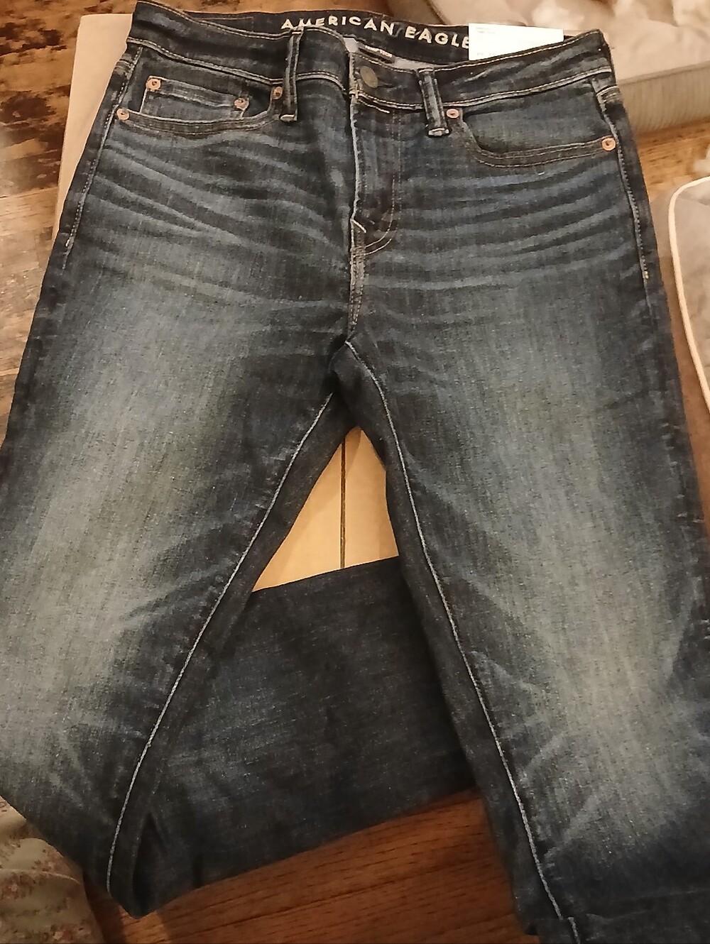 American Eagle Outfitters Men's Washed Blue Slim Straight Jeans